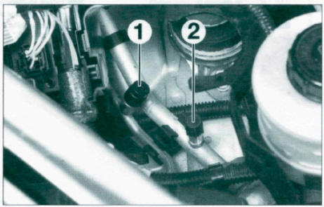 Implantation des bouchons haute pression (1) et basse pression (2)